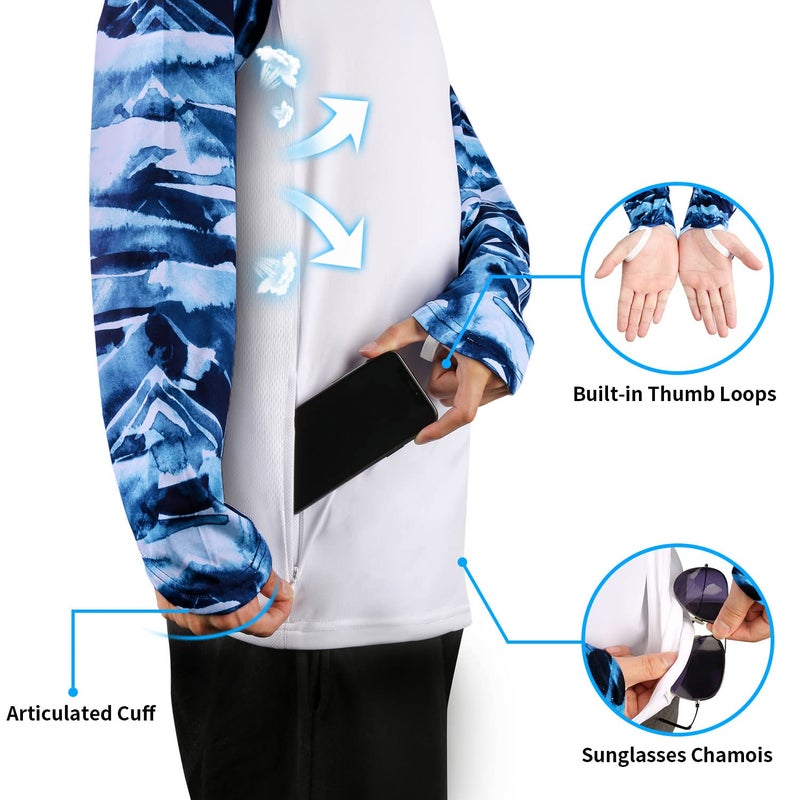 Palmyth Fishing Shirt for Men Long Sleeve Sun Protection UV UPF 50+ T-Shirts with Pocket (Wahoo and Rudder, XXX-Large) - Image 2
